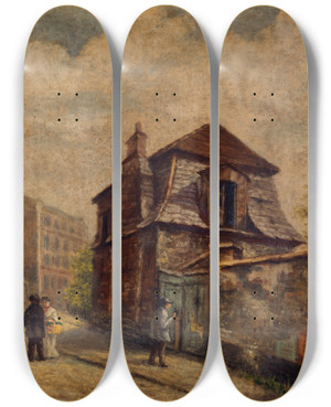 Triptych art skateboard deck of Paul Martellire Le Pavillon De Chasse De M De Jullienne Ruelle Des Gobelins by Paul Martelliere (19-)
