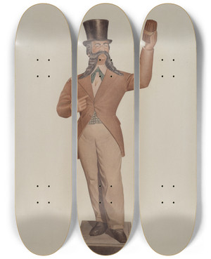 Triptych art skateboard deck of Albert Ryder Cigar Store Figure_2 by Albert Ryder