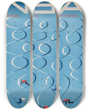 Triptych art skateboard deck of Herbert Bayer Join Nsa National Ski Association by Herbert Bayer (1900-1985)