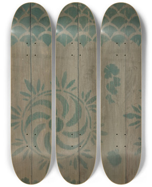 Triptych art skateboard deck of Michael Lauretano Stencilled Floor_2 by Michael Lauretano