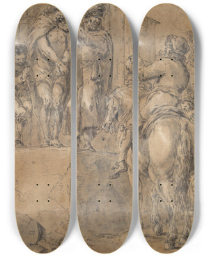 Triptych art skateboard deck of Leonaert Bramer Eccehomo by Leonaert Bramer (1596-1674)