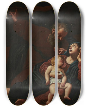 Triptych art skateboard deck of Lionello Spada Rest On The Flight Into Egypt by Lionello Spada