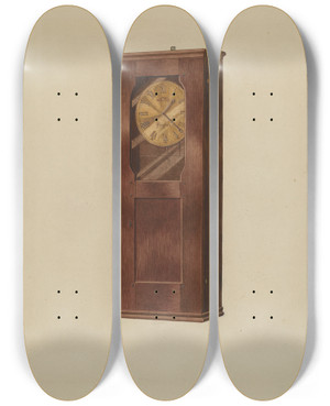 Triptych art skateboard deck of Louis Plogsted Shelf Clock by Louis Plogsted