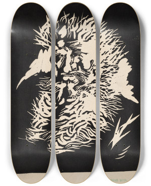 Triptych art skateboard deck of Wilhelm Morgner Brtiger Mann by Wilhelm Morgner (1891-1917)