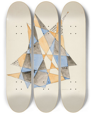 Triptych art skateboard deck of David Kakabadz Abstraction Based On Sailsvi by David Kakabadze (1889-1952)