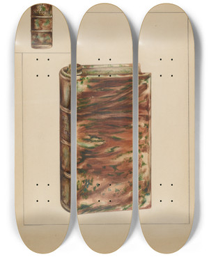 Triptych art skateboard deck of Anna Aloisi Book Bottle by Anna Aloisi