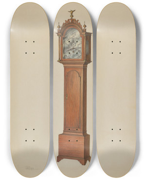 Triptych art skateboard deck of Lawrence Phillips Clock_12 by Lawrence Phillips