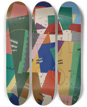 Triptych art skateboard deck of Georges Valmier Paysage by Georges Valmier (1885-1937)