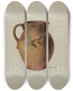 Triptych art skateboard deck of Eugene Shellady Pa German Jug by Eugene Shellady