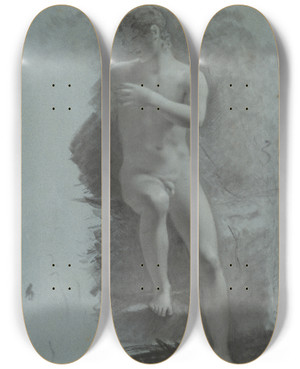 Triptych art skateboard deck of Pierrepaul Prudhon Adonis by Pierre-Paul Prud'hon (1758-1823)