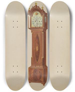 Triptych art skateboard deck of Arthur Johnson Tall Clock_2 by Arthur Johnson