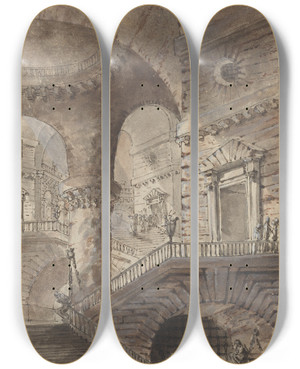 Triptych art skateboard deck of French School Roman Prison by French School (16-19-)
