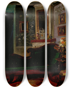 Triptych art skateboard deck of Robert Wilhelm Ekman Green Sofa by Robert Wilhelm Ekman (1808-1873)