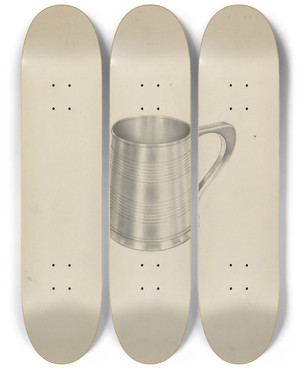 Triptych art skateboard deck of Vincent Carano Silver Mug_5 by Vincent Carano