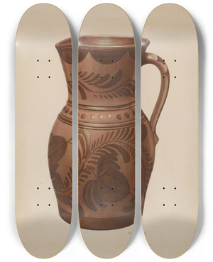 Triptych art skateboard deck of Henry Moran Pitcher_1 by Henry Moran