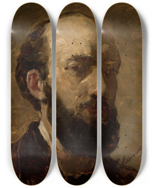 Triptych art skateboard deck of Zygmunt Sidorowicz Selfportrait by Zygmunt Sidorowicz (1846-1881)