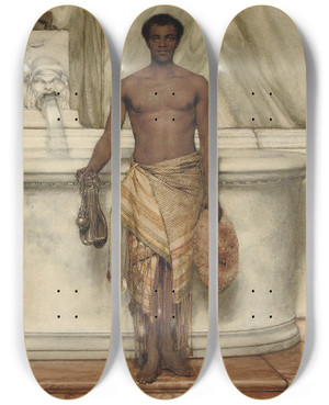Triptych art skateboard deck of Lawrence Almatadema The Balneator by Lawrence Alma-Tadema (1836-1912)
