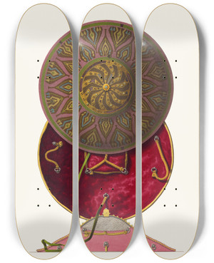 Triptych art skateboard deck of Fedor Grigoryevich Solntsev Shchit Kamyshevyi by Fedor Grigoryevich Solntsev (1801-1892)