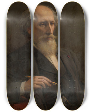 Triptych art skateboard deck of Joseph Stallaert Self Portrait by Joseph Stallaert (1825-1903)