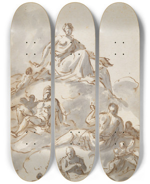 Triptych art skateboard deck of Johann Jacob Spengler Olympus by Johann Jacob Spengler (18-)