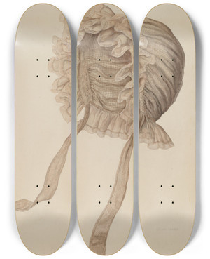 Triptych art skateboard deck of Lillian Causey Night Cap by Lillian Causey (20-)