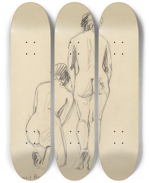 Triptych art skateboard deck of Francis Picabia Nus De Dos by Francis Picabia (1879-1953)