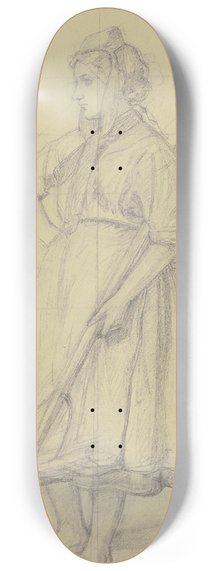 Jakob Becker - Bauernmdchen mit in die Hfte gestemmter Rechten und einem Rechen in der Linken 8.25 inch art skate deck