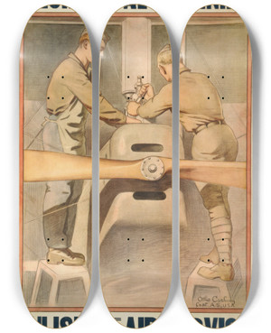 Triptych art skateboard deck of Otho Cushing Mechanical Trainingenlist In The Air Service by Otho Cushing (1870-1942)