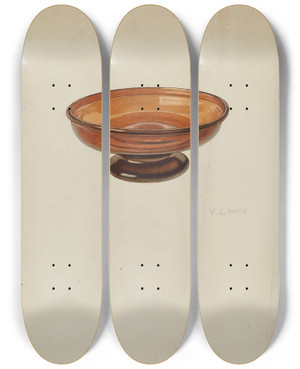 Triptych art skateboard deck of Vl Vance Dish by V.L. Vance