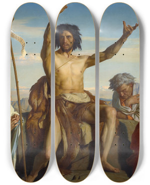 Triptych art skateboard deck of Alexandre Cabanel Saint Jeanbaptiste by Alexandre Cabanel (1823-1889)