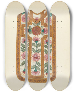 Triptych art skateboard deck of Josephine C Romano Ecclesiastical Vestment by Josephine C Romano