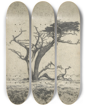 Triptych art skateboard deck of Ernest Haskell Antlers by Ernest Haskell (1876-1925)