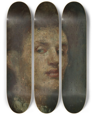 Triptych art skateboard deck of Edvard Munch Selfportrait_2 by Edvard Munch (1863-1944)