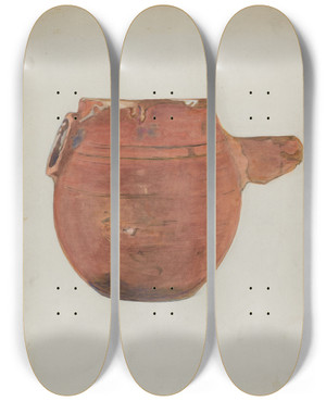 Triptych art skateboard deck of Cecily Edwards Terra Cotta Pot by Cecily Edwards