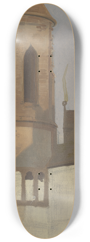 Jakob Becker - Chorflankenturm einer romanischen Kirche 8.25 inch art skate deck