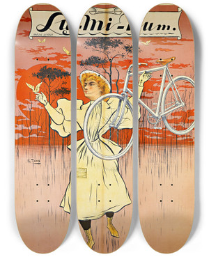 Triptych art skateboard deck of Ch Tichon Luminum by Ch. Tichon (1882)