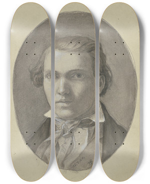 Triptych art skateboard deck of Hans Thoma Portrt Eines Sohnes Von Ludwig Thoma by Hans Thoma (1839-1924)