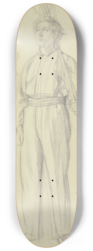 Jakob Becker - Emporblickender junger Bauer mit geschultertem Rechen 8.25 inch art skate deck