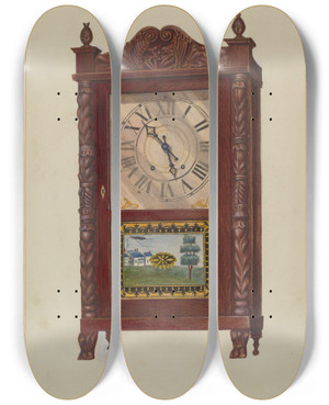 Triptych art skateboard deck of Edward L Loper Clock by Edward L Loper (1916-2011)