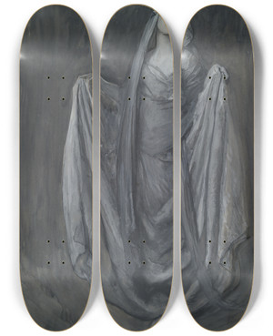 Triptych art skateboard deck of Edwin Austin Abbey Study For Blanchefleur by Edwin Austin Abbey (1852-1911)