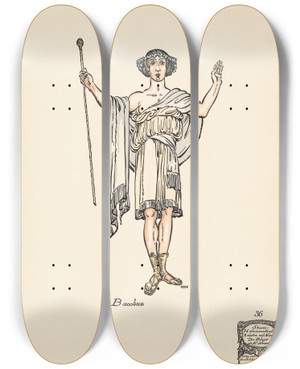 Triptych art skateboard deck of Ernst Stern Bacchus by Ernst Stern (1876-1954)