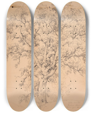 Triptych art skateboard deck of Jacquesraymond Brascassat Tude Darbre_4 by Jacques Raymond Brascassat (1804-1867)