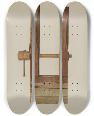 Triptych art skateboard deck of Henry Waldeck Pegging Jack by Henry Waldeck
