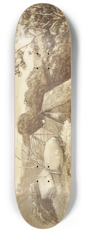 Jakob Becker - Farmstead in a landscape 8.25 inch art skate deck