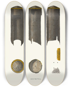 Triptych art skateboard deck of Fedor Grigoryevich Solntsev Misiurka by Fedor Grigoryevich Solntsev (1801-1892)