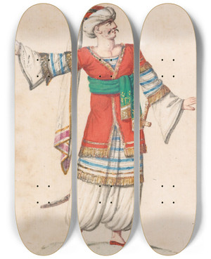 Triptych art skateboard deck of French School Oriental Costumes 2 by French School (16-19-)