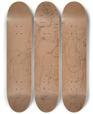 Triptych art skateboard deck of Hippolyte Bellang Commandant Rpublicain by Hippolyte Bellange (1800-1866)