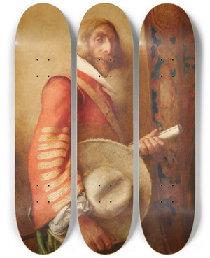 Triptych art skateboard deck of William John Wainwright The Messenger by William John Wainwright (1855-1931)