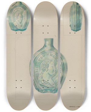 Triptych art skateboard deck of Francis Law Durand Bottle_1 by Francis Law Durand (1935)