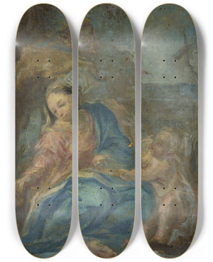 Triptych art skateboard deck of Federico Barocci Rest On The Flight Into Egypt by Federico Barocci (1528-1612)